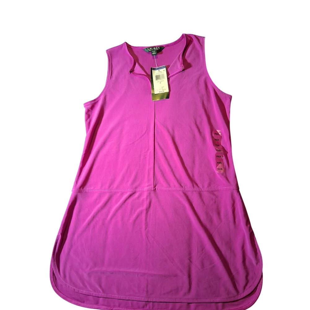 Lauren Ralph Lauren Womens Petite XS Purple Knit Round Neck Tank Top Sleeveless